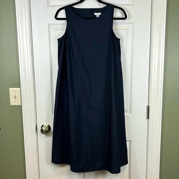 NWT J. Jill navy pleated back sleeveless dress sz xs - Picture 4 of 13